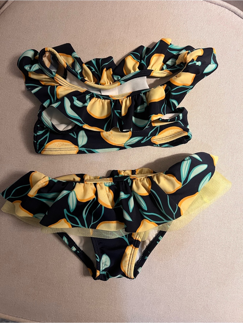 Cat & Jack Black Bikini Set with Yellow Lemon Print and Teal Accents